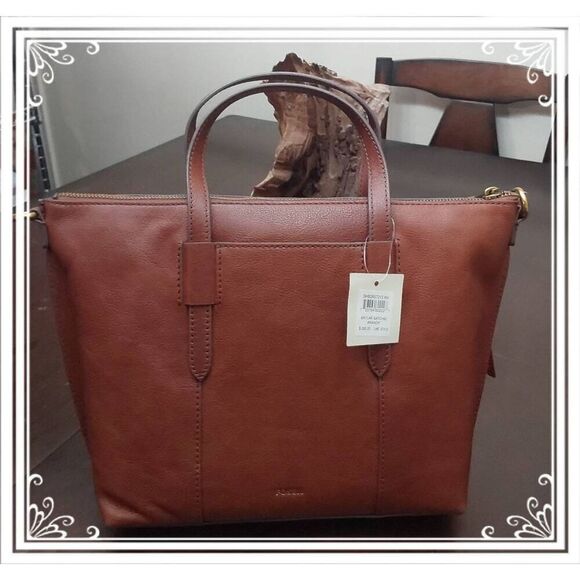 NWT~FOSSIL Skylar Satchel Handbag Purse in Brandy~$250 Retail Value~ - Picture 1 of 3